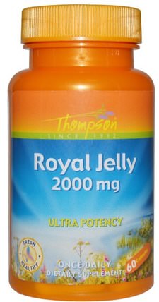 Royal Jelly, 2000 mg, 60 Capsules by Thompson, 補充劑，蜂產品，蜂王漿 HK 香港