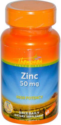 Zinc, 50 mg, 60 Tablets by Thompson, 補品，礦物質，鋅 HK 香港