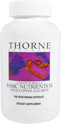 Basic Nutrients IV with Copper and Iron, 180 Vegetarian Capsules by Thorne Research, 維生素，多種維生素 HK 香港