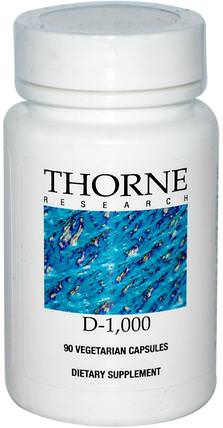 D-1.000, 90 Vegetarian Capsules by Thorne Research, 維生素，維生素D3 HK 香港