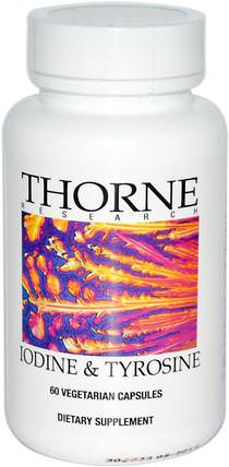 Iodine & Tyrosine, 60 Vegetarian Capsules by Thorne Research, 補品，礦物質，碘 HK 香港