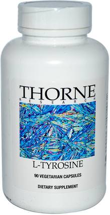 L-Tyrosine, 90 Vegetarian Capsules by Thorne Research, 補充劑，氨基酸，酪氨酸 HK 香港