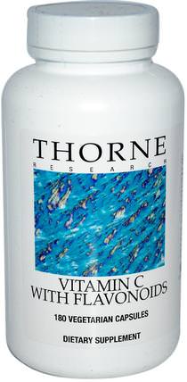 Vitamin C With Flavonoids, 180 Vegetarian Capsules by Thorne Research, 維生素，維生素c，維生素c生物類黃酮玫瑰果 HK 香港