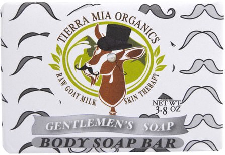 Raw Goat Milk Skin Therapy, Body Soap Bar, Gentlemens Soap, 3.8 oz by Tierra Mia Organics, 洗澡，美容，肥皂 HK 香港