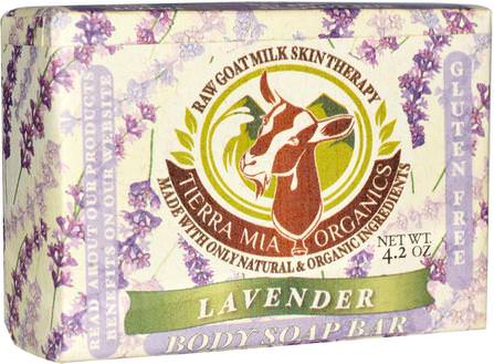 Raw Goat Milk Skin Therapy, Body Soap Bar, Lavender, 4.2 oz by Tierra Mia Organics, 洗澡，美容，肥皂 HK 香港
