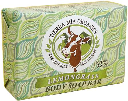 Raw Goat Milk Skin Therapy, Body Soap Bar, Lemon Grass, 3.8 oz by Tierra Mia Organics, 洗澡，美容，肥皂 HK 香港
