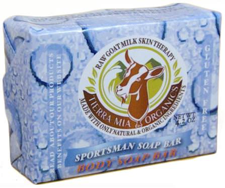 Raw Goat Milk Skin Therapy, Body Soap Bar, Sportsman Soap Bar, 4.2 oz by Tierra Mia Organics, 洗澡，美容，肥皂 HK 香港