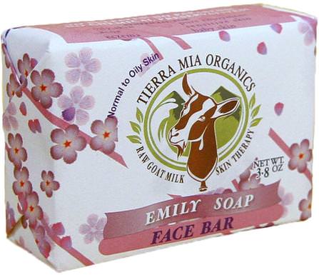 Raw Goat Milk Skin Therapy, Face Bar, Emily Soap, 3.8 oz by Tierra Mia Organics, 洗澡，美容，肥皂 HK 香港