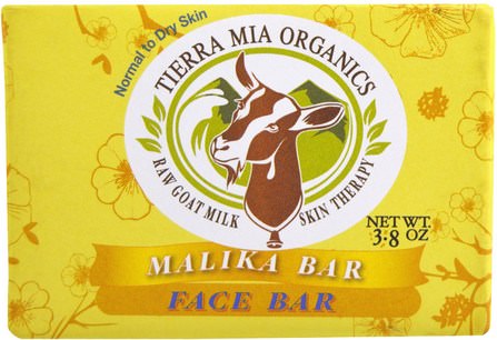 Raw Goat Milk Skin Therapy, Face Bar, Malika, 3.8 oz by Tierra Mia Organics, 洗澡，美容，肥皂 HK 香港
