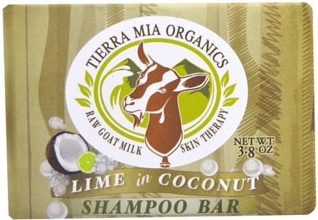 Raw Goat Milk Skin Therapy, Shampoo Bar, Lime in Coconut, 3.8 oz by Tierra Mia Organics, 洗澡，美容，頭髮，頭皮，洗髮水，護髮素，肥皂 HK 香港