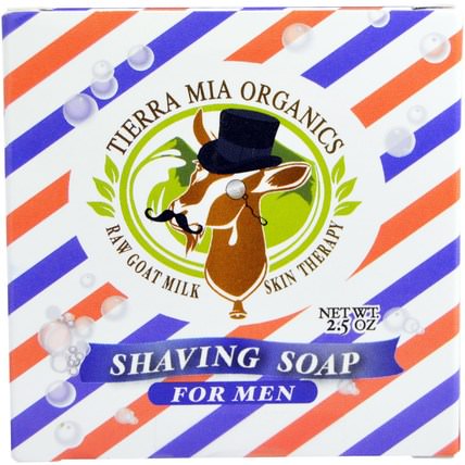 Raw Goat Milk Skin Therapy, Shaving Soap For Men, 2.5 oz by Tierra Mia Organics, 洗澡，美容，剃須，肥皂 HK 香港