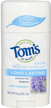 Natural Long Lasting Deodorant, Aluminum-Free, Wild Lavender, 2.25 oz (64 g) by Toms of Maine, 洗澡，美容，除臭女性 HK 香港