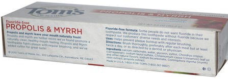 Propolis & Myrrh, Fluoride-Free Toothpaste, Cinnamint, 5.5 oz (155.9 g) by Toms of Maine, 洗澡，美容，牙膏 HK 香港