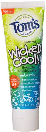 Wicked Cool! Fluoride Toothpaste, Mild Mint, 4.2 oz (119 g) by Toms of Maine, 洗澡，美容，牙膏，兒童和嬰兒牙膏 HK 香港