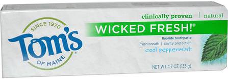 Wicked Fresh! Fluoride Toothpaste, Cool Peppermint, 4.7 oz (133 g) by Toms of Maine, 洗澡，美容，牙膏 HK 香港