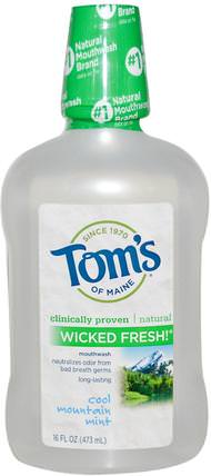 Wicked Fresh! Mouthwash, Cool Mountain Mint, 16 fl oz (473 ml) by Toms of Maine, 洗澡，美容，口腔牙齒護理，漱口水 HK 香港