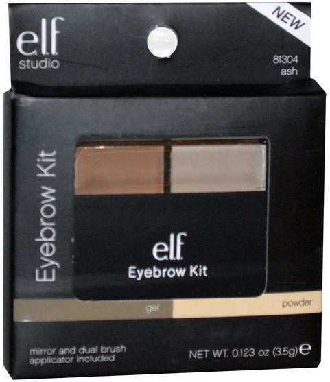 工具/刷子，臉 - E.L.F. Cosmetics, Eyebrow Kit, Gel & Powder, Ash, 0.123 oz (3.5 g)