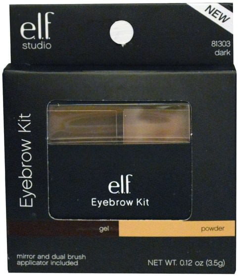工具/刷子，臉 - E.L.F. Cosmetics, Eyebrow Kit, Gel/Powder, Dark, 0.12 oz (3.5 g)