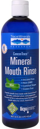 ConcenTrace Mineral Mouth Rinse, Mint, 16 fl oz (473 ml) by Trace Minerals Research, 補品，礦物質，微量礦物質，沐浴，美容，口腔牙齒護理，漱口水 HK 香港