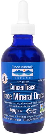ConcenTrace, Trace Mineral Drops, Dropper Bottle, 4 fl oz (118 ml) by Trace Minerals Research, 補品，礦物質，微量元素 HK 香港