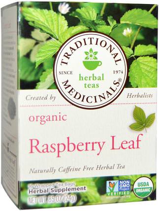 Relaxation Teas, Organic Raspberry Leaf, Naturally Caffeine Free, 16 Wrapped Tea Bags.85 oz (24 g) by Traditional Medicinals, 健康 HK 香港