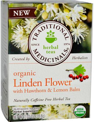Herbal Teas, Organic Linden Flower, Naturally Caffeine Free, 16 Tea Bags, 1.02 oz (28.8 g) by Traditional Medicinals, 健康 HK 香港