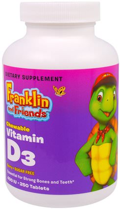 Franklin and Friends, Chewable Vitamin D3, Berry, 400 IU, 250 Tablets by Treehouse Kids, 維生素，維生素D3，兒童補品 HK 香港