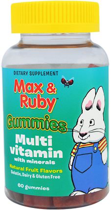 Max & Ruby, Gummies, Multi Vitamin with Minerals, Natural Fruit Flavors, 60 Gummies by Treehouse Kids, 熱敏感產品，維生素，多種維生素gummies HK 香港