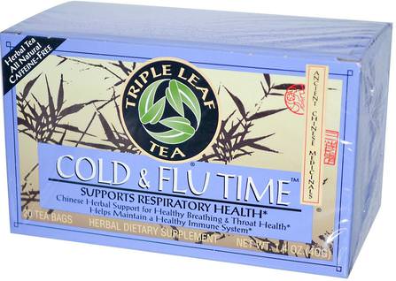 Cold & Flu Time, 20 Tea Bags, 1.4 oz (40 g) by Triple Leaf Tea, 健康，感冒流感和病毒，感冒和流感 HK 香港