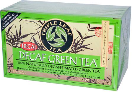 Decaf Green Tea, 20 Tea Bags, 1.4 oz (40 g) by Triple Leaf Tea, 補充劑，抗氧化劑，綠茶 HK 香港