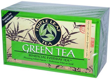 Green Tea, 20 Tea Bags, 1.4 oz (40 g) by Triple Leaf Tea, 補充劑，抗氧化劑，綠茶 HK 香港