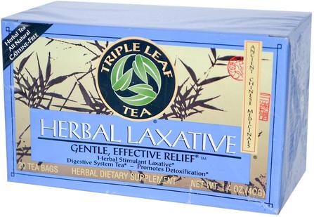 Herbal Laxative, 20 Tea Bags, 1.4 oz (40 g) by Triple Leaf Tea, 健康，便秘 HK 香港