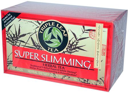 Super Slimming, Caffeine-Free, 20 Tea Bags, 1.4 oz (40 g) by Triple Leaf Tea, 減肥，飲食 HK 香港