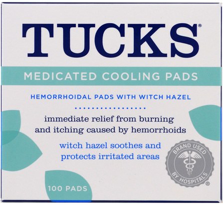 Medicated Cooling Pads, 100 Pads by Tucks, 健康，皮膚，金縷梅，痔瘡，痔瘡產品 HK 香港