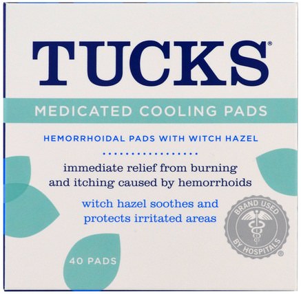 Medicated Cooling Pads, 40 Pads by Tucks, 健康，皮膚，金縷梅，痔瘡，痔瘡產品 HK 香港