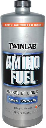 Amino Fuel Anabolic Liquid, Lean Muscle, Orange, 32 fl oz (948 ml) by Twinlab, 補充劑，氨基酸，氨基酸液體，蛋白質飲料 HK 香港