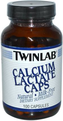 Calcium Lactate Caps, 100 Capsules by Twinlab, 補品，礦物質，乳酸鈣 HK 香港