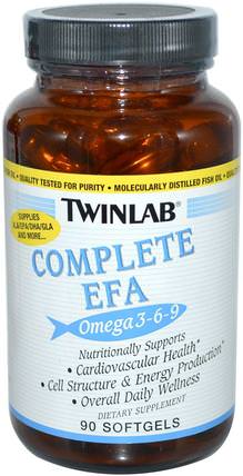 Complete EFA Omega 3-6-9, 90 Softgels by Twinlab, 補充劑，efa omega 3 6 9（epa dha），魚油 HK 香港