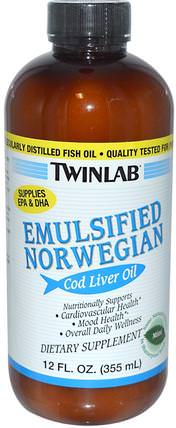 Emulsified Norwegian Cod Liver Oil, Mint, 12 fl oz (355 ml) by Twinlab, 補充劑，efa omega 3 6 9（epa dha），魚油，魚油液體 HK 香港