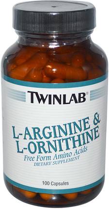 L-Arginine & L-Ornithine, 100 Capsules by Twinlab, 補充劑，氨基酸，精氨酸，精氨酸+ l鳥氨酸 HK 香港