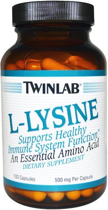 L-Lysine, 500 mg, 100 Capsules by Twinlab, 補充劑，氨基酸，l賴氨酸 HK 香港