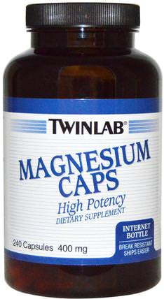 Magnesium Caps, 400 mg, 240 Capsules by Twinlab, 補品，礦物質，氧化鎂 HK 香港
