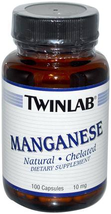 Manganese, 10 mg, 100 Capsules by Twinlab, 補充劑，礦物質，錳 HK 香港