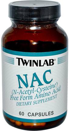 NAC, (N-Acetyl-Cysteine), 60 Capsules by Twinlab, 補充劑，氨基酸，nac（n乙酰半胱氨酸） HK 香港