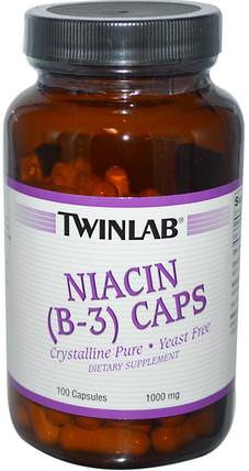 Niacin ( B-3 ) Caps, 1000 mg, 100 Capsules by Twinlab, 維生素，維生素b，維生素b3，維生素b3 - 菸酸 HK 香港