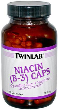 Niacin (B-3) Caps, 500 mg, 100 Capsules by Twinlab, 維生素，維生素b，維生素b3，維生素b3 - 菸酸 HK 香港