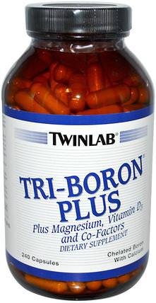 Tri-Boron Plus, 240 Capsules by Twinlab, 維生素，維生素D3，補充劑，礦物質，硼 HK 香港