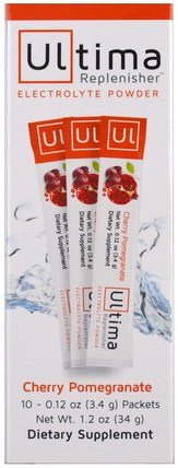 Ultima Replenisher Electrolyte Powder, Cherry Pomegranate, 10 Packets, 0.12 oz (3.4 g) Each by Ultima Health Products, 運動，電解質飲料補水 HK 香港
