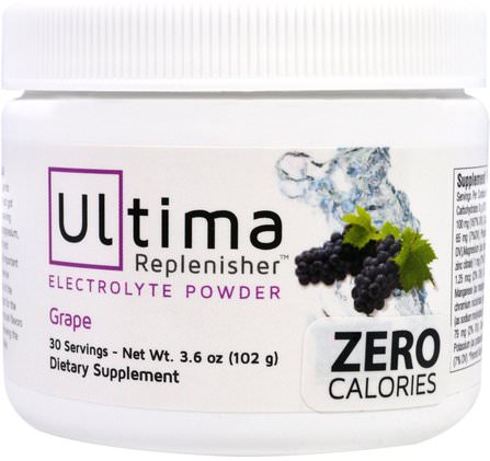 Ultima Replenisher Electrolyte Powder, Grape, 3.6 oz (102 g) by Ultima Health Products, 運動，電解質飲料補水 HK 香港