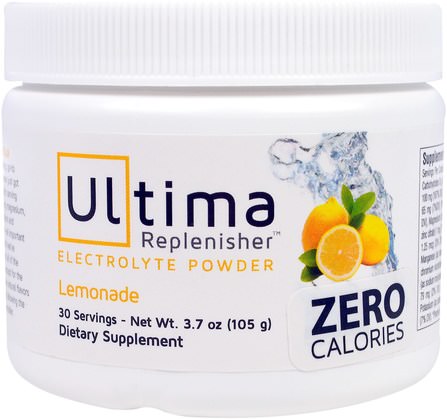 Ultima Replenisher Electrolyte Powder, Lemonade, 3.7 oz (105 g) by Ultima Health Products, 運動，電解質飲料補水 HK 香港